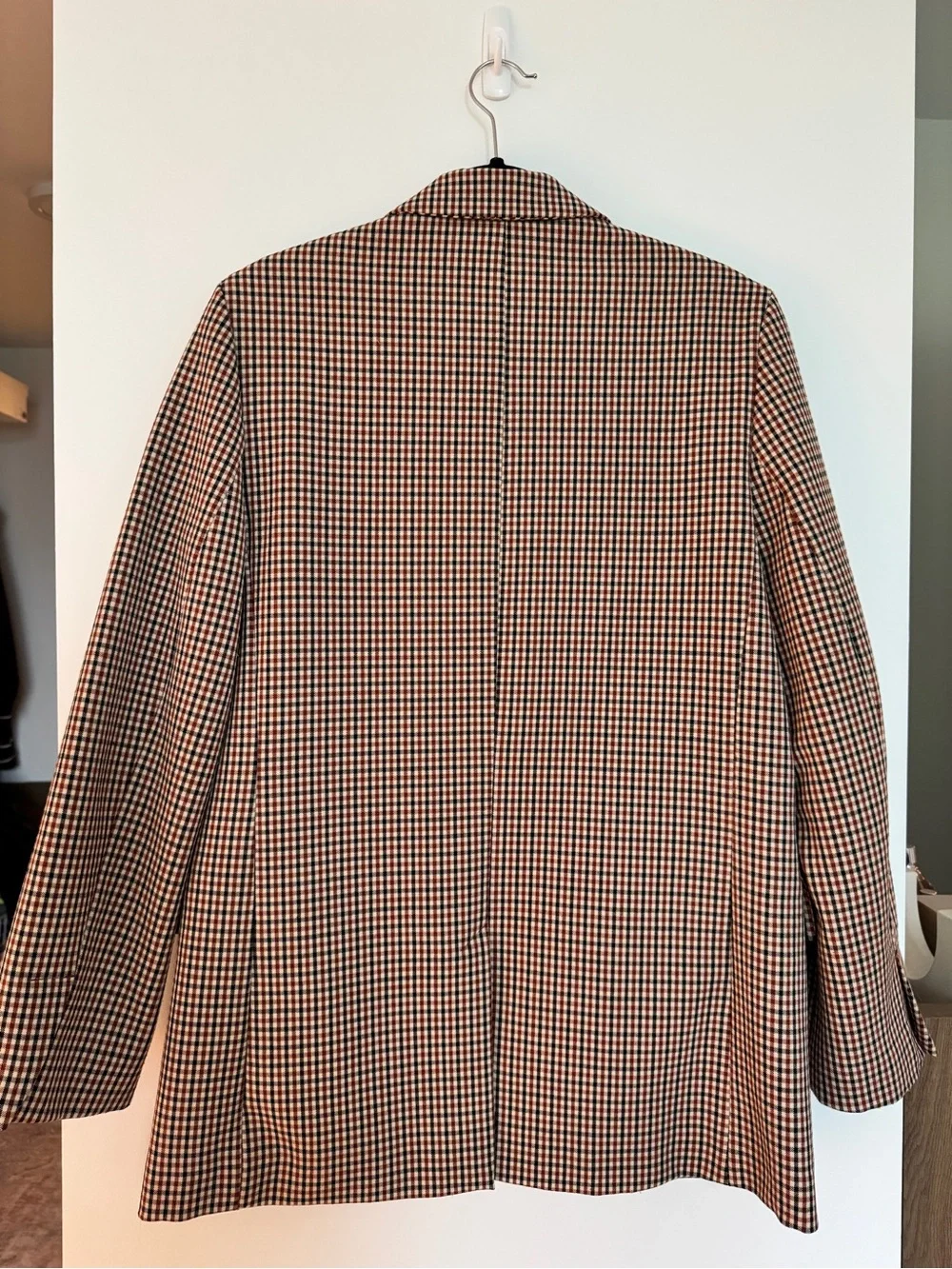 Zara Checked Houndstooth Blazer in Brown, Black & Cream - Picture 3 of 3